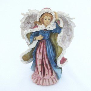 Vintage Angel Figurine Holiday Christmas Decor Detailed Snow Caped 7 Inches